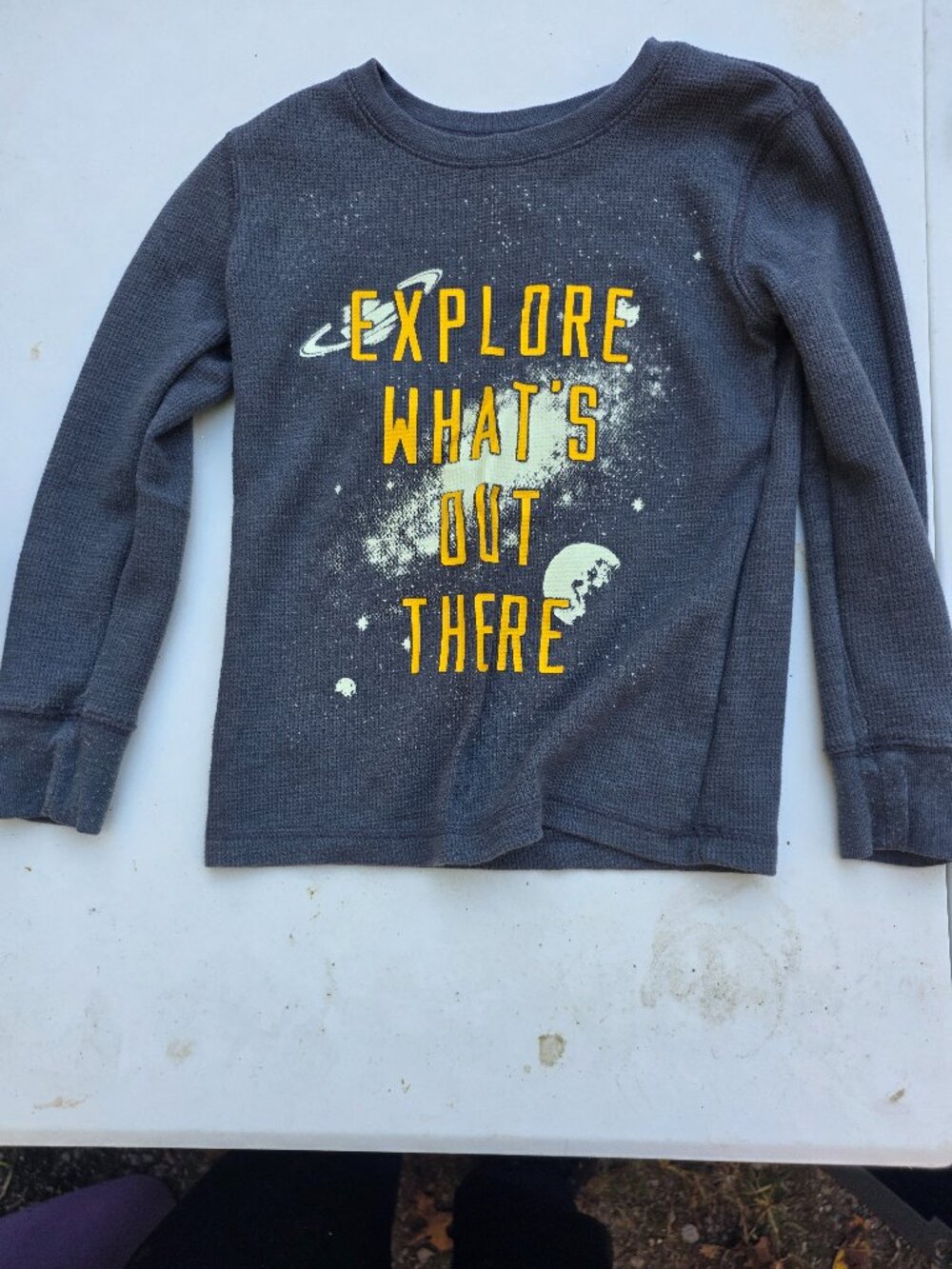 Jumping Beans Boys Thermal Long Sleeve Tee Size 5 "Explore What's Out There" Spa